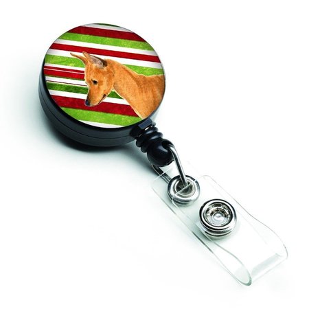 CAROLINES TREASURES Min Pin Candy Cane Holiday Christmas Retractable Badge Reel SS4535BR